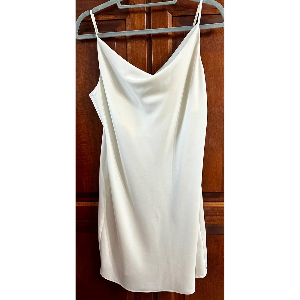 Urban Outfitters White Cowl Neck Satin Mini Slip Dress Large L